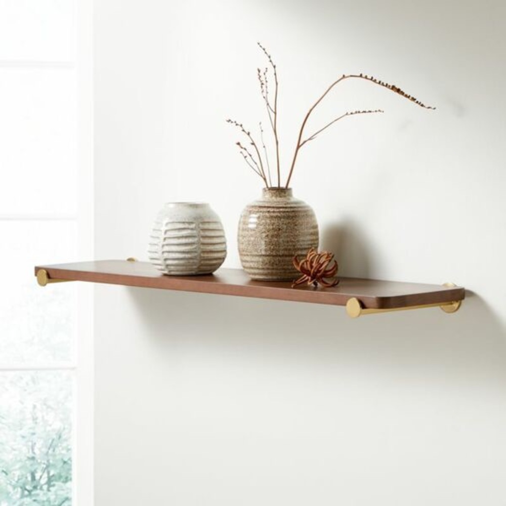 BNIB Crate & Barrel Riggs Shelf - Walnut - 36”